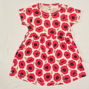 Organic Cotton Pink Poppy Print Baby/Toddler Dress 24M - Like new!